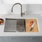 Kibi 33in Handcrafted 316 Stainless Steel 16 Gauge Single Bowl Workstation Undermount Kitchen Sink K3-S33T - alternate 2